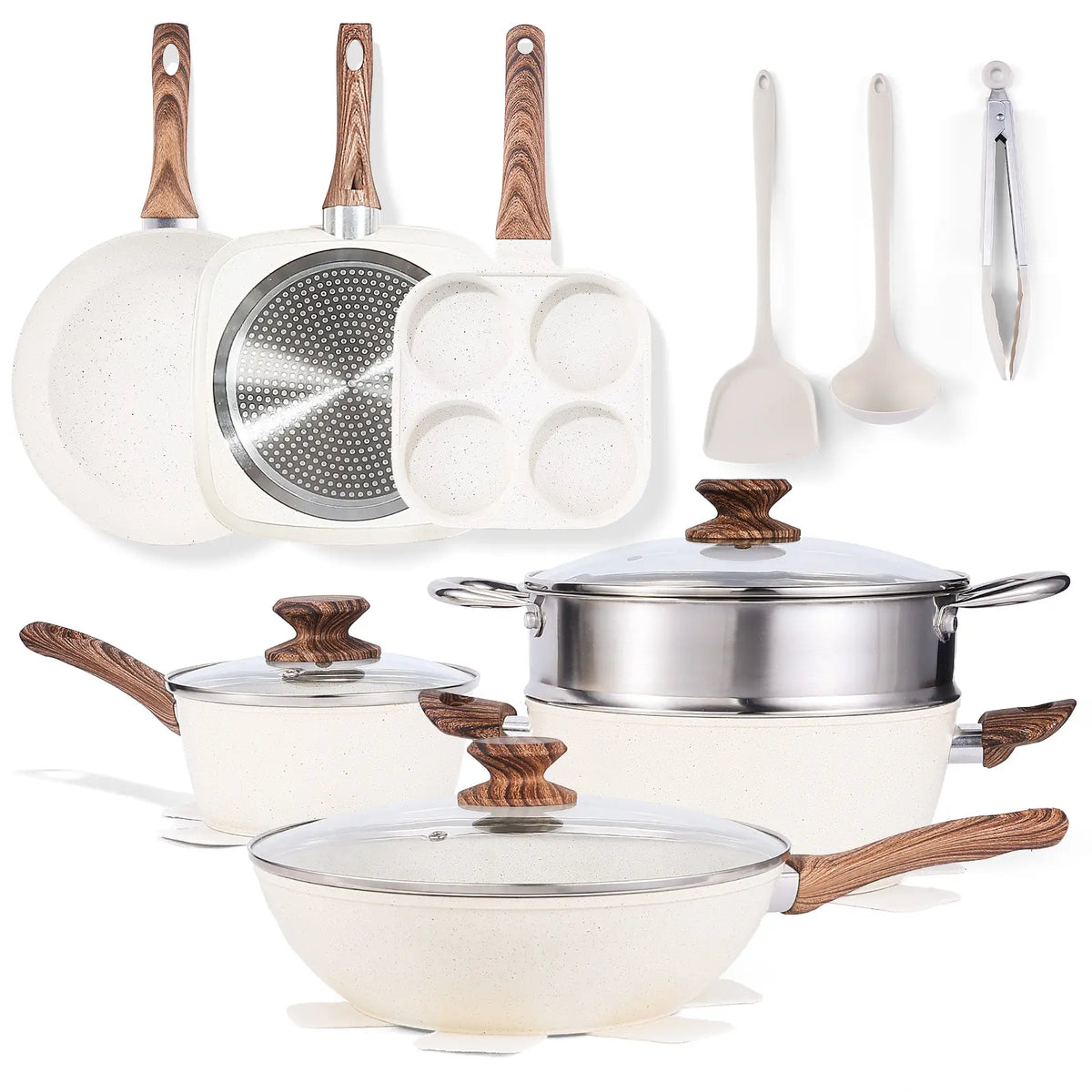 Sweetcrispy Ceramic Granite Nonstick Cookware Set