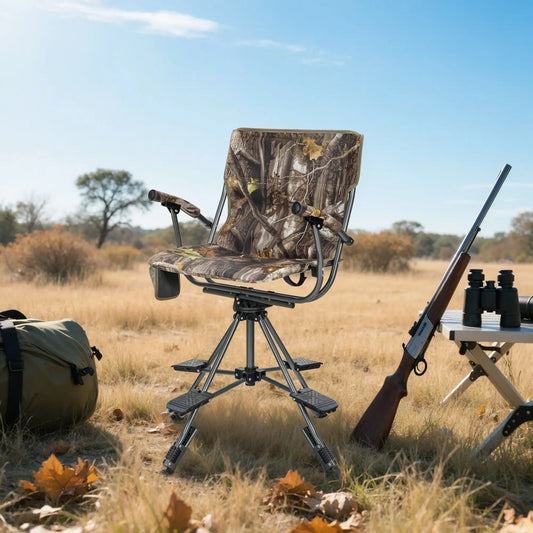 Folding Hunting Chair – Whisper-Quiet 360° Swivel, 330 lb Capacity, All-Terrain Stability