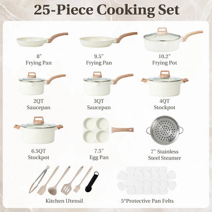 Sweetcrispy Ceramic Granite Nonstick Cookware Set