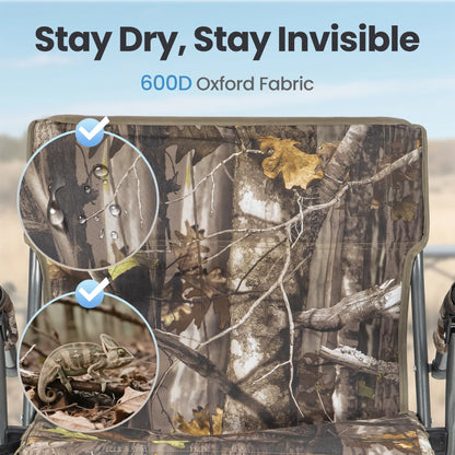 Folding Hunting Chair – Whisper-Quiet 360° Swivel, 330 lb Capacity, All-Terrain Stability