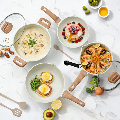 Sweetcrispy Ceramic Granite Nonstick Cookware Set