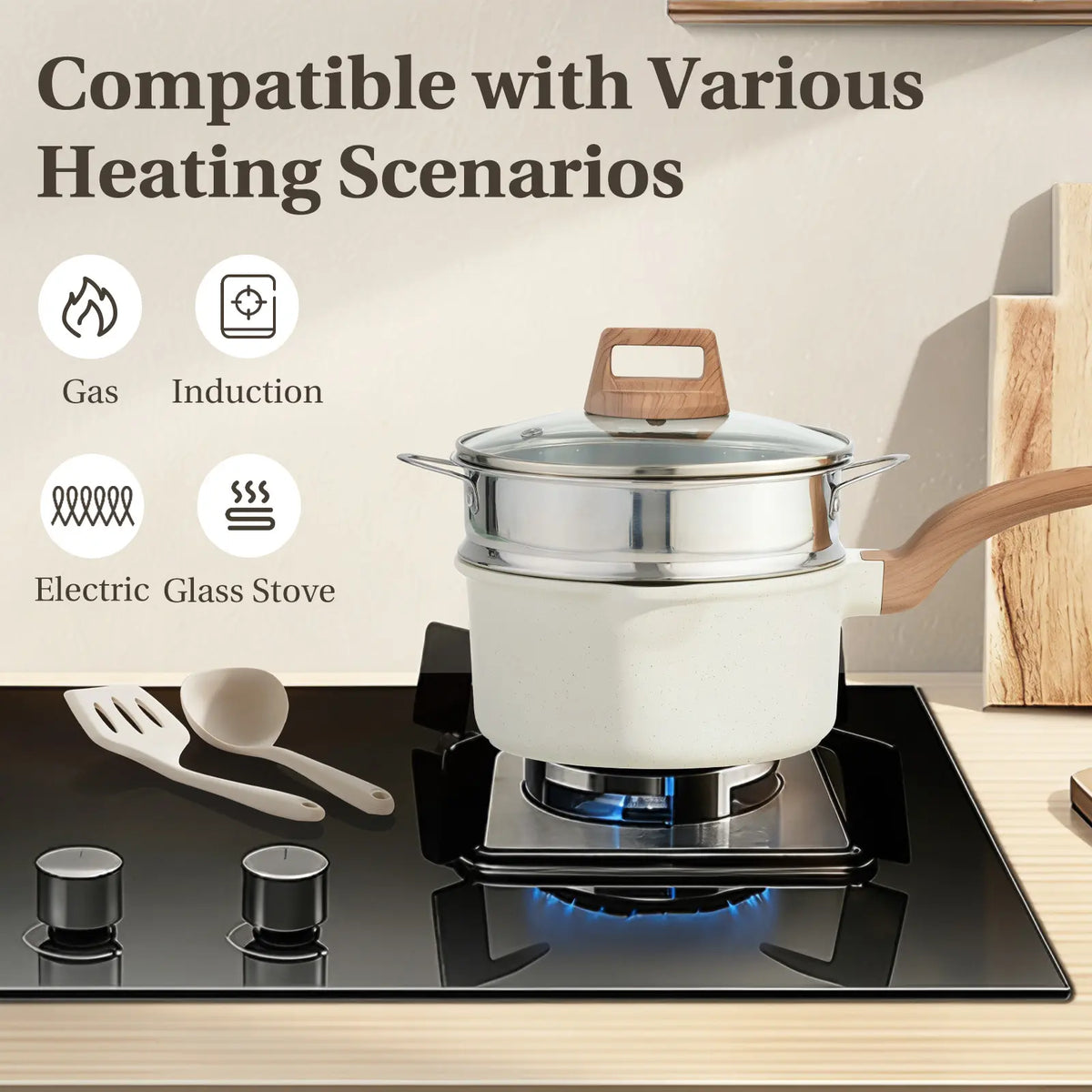 Sweetcrispy Ceramic Granite Nonstick Cookware Set