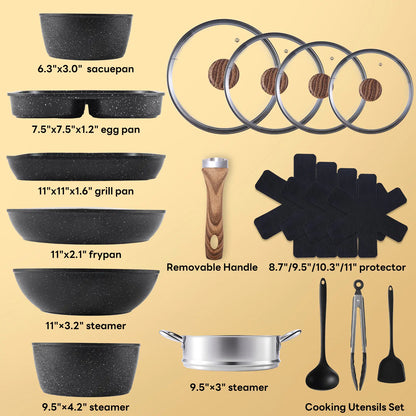 Sweetcrispy Ceramic Granite Nonstick Cookware Set
