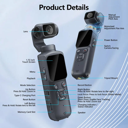 4K Pocket Vlogging Camera with FaceTracking