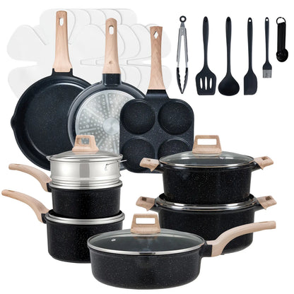 Sweetcrispy Ceramic Granite Nonstick Cookware Set