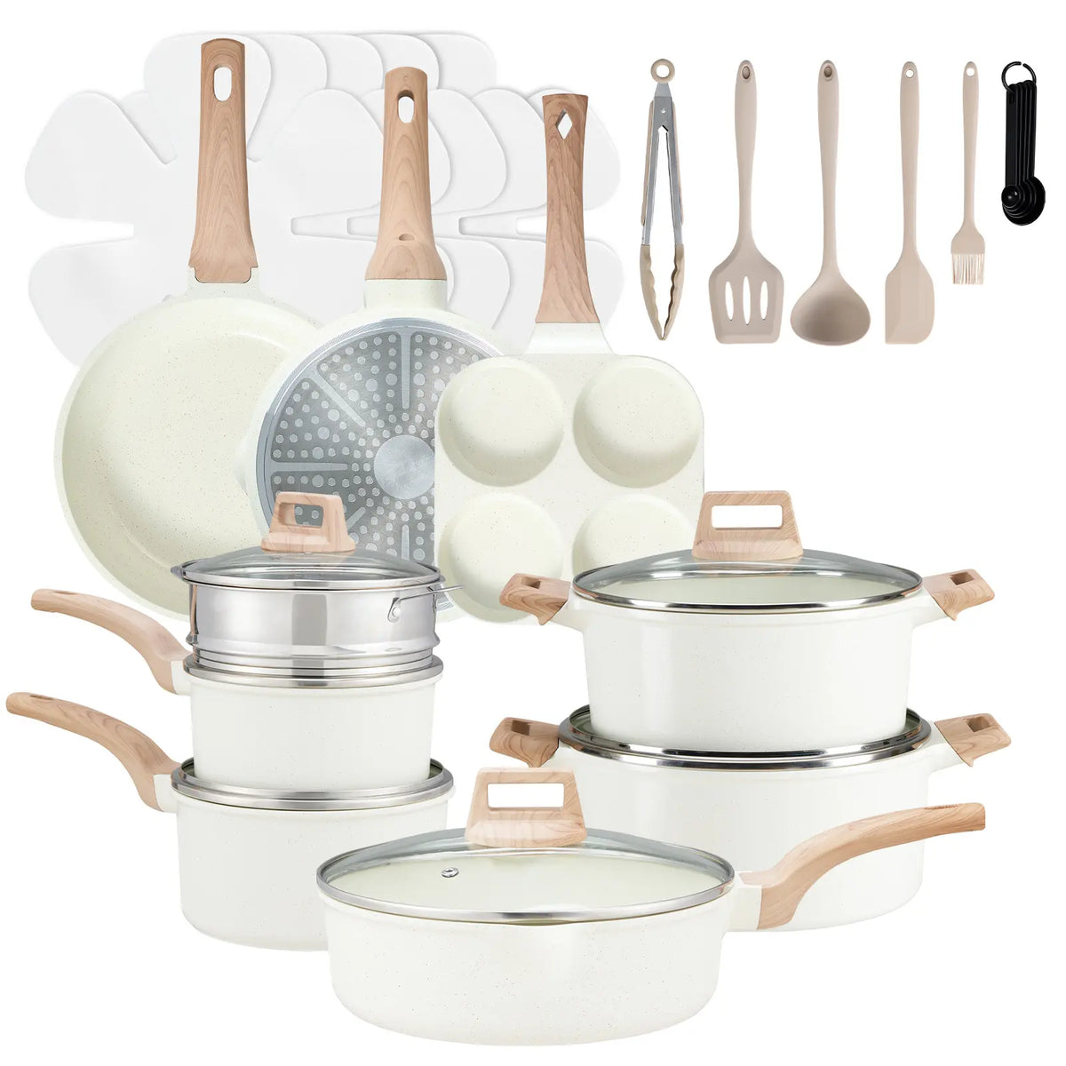 Sweetcrispy Ceramic Granite Nonstick Cookware Set