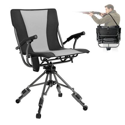 Folding Hunting Chair – Whisper-Quiet 360° Swivel, 330 lb Capacity, All-Terrain Stability