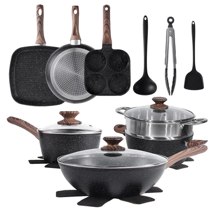 Sweetcrispy Ceramic Granite Nonstick Cookware Set