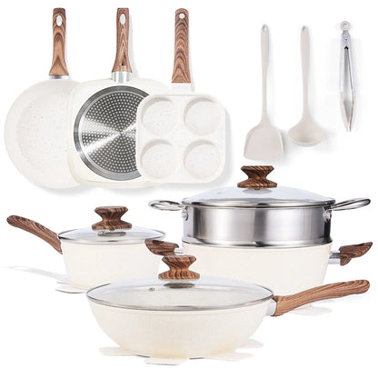 Sweetcrispy Ceramic Granite Nonstick Cookware Set