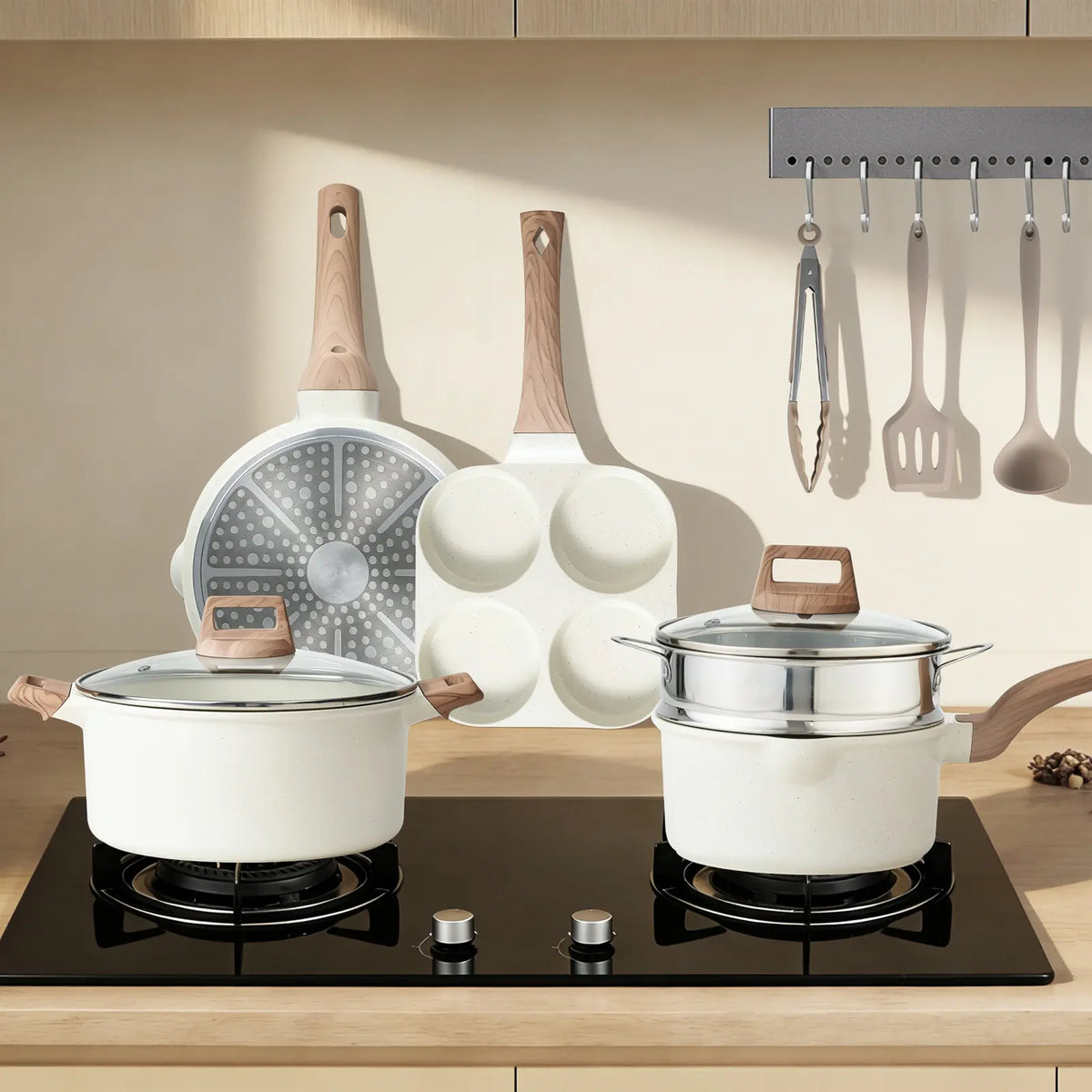 Sweetcrispy Ceramic Granite Nonstick Cookware Set